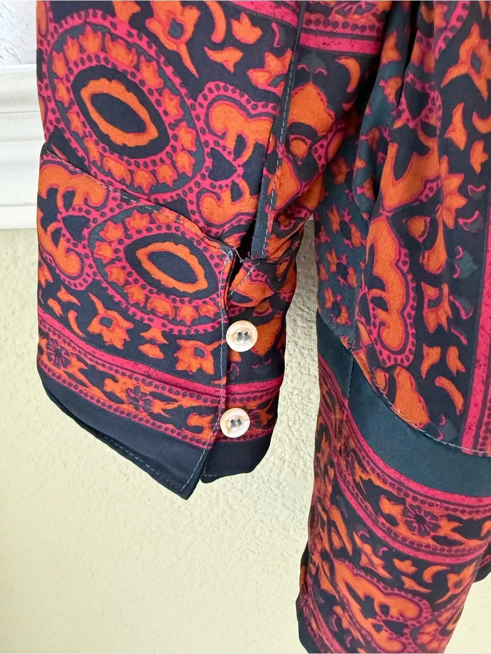 Free People Teal Tunic with Rust Medallion Print